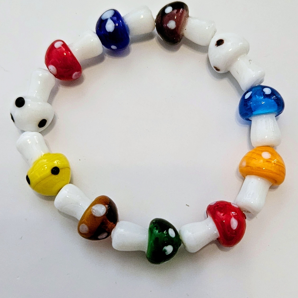 Colorful Mushroom Beaded Bracelet